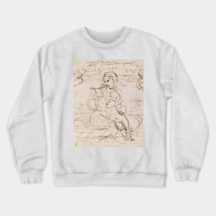 Reading Madonna and Child in a Landscape betweem two Cherub Heads by Raphael Crewneck Sweatshirt